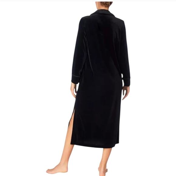 Lauren Ralph Lauren Black Velour Zip Front Lounge Dress Size 1X Velvet Midi - Picture 2 of 13